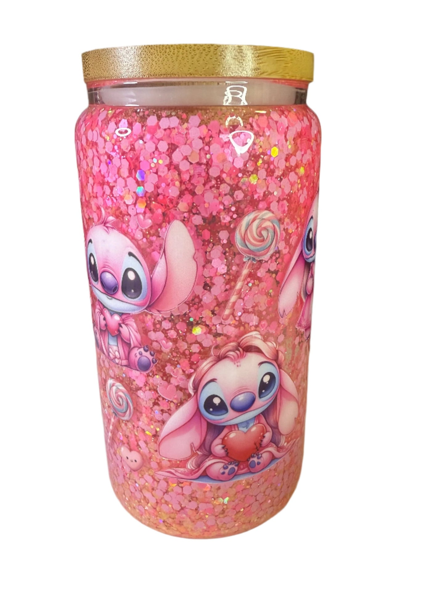16oz Glass Angel & Stitch Snowglobe