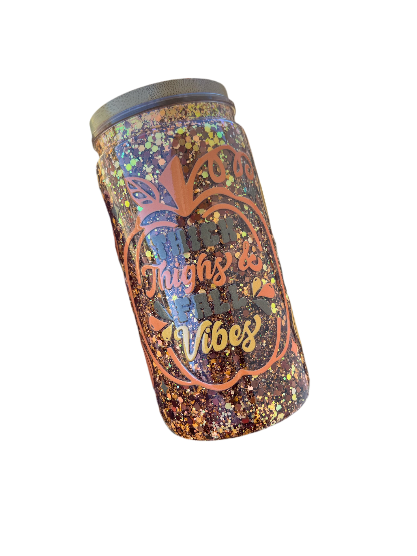 Thick Thighs Fall Vibes 16oz Acrylic Snowglobe Tumbler