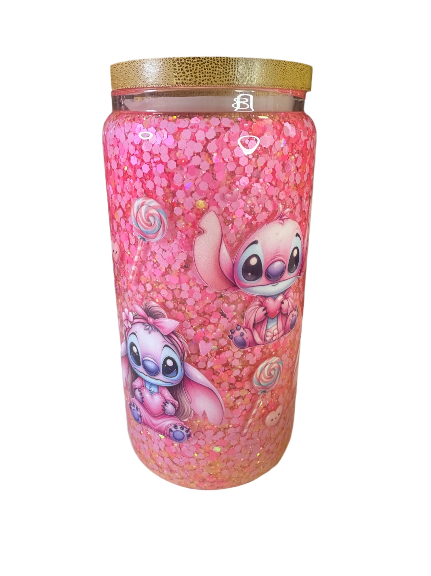 16oz Glass Angel & Stitch Snowglobe