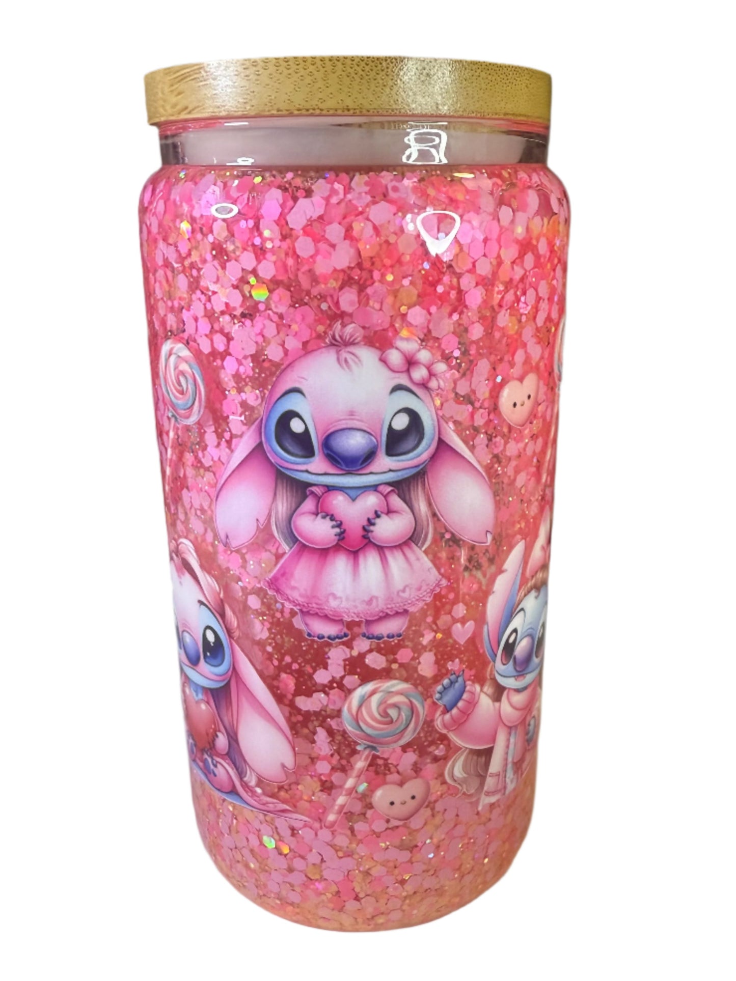 16oz Glass Angel & Stitch Snowglobe