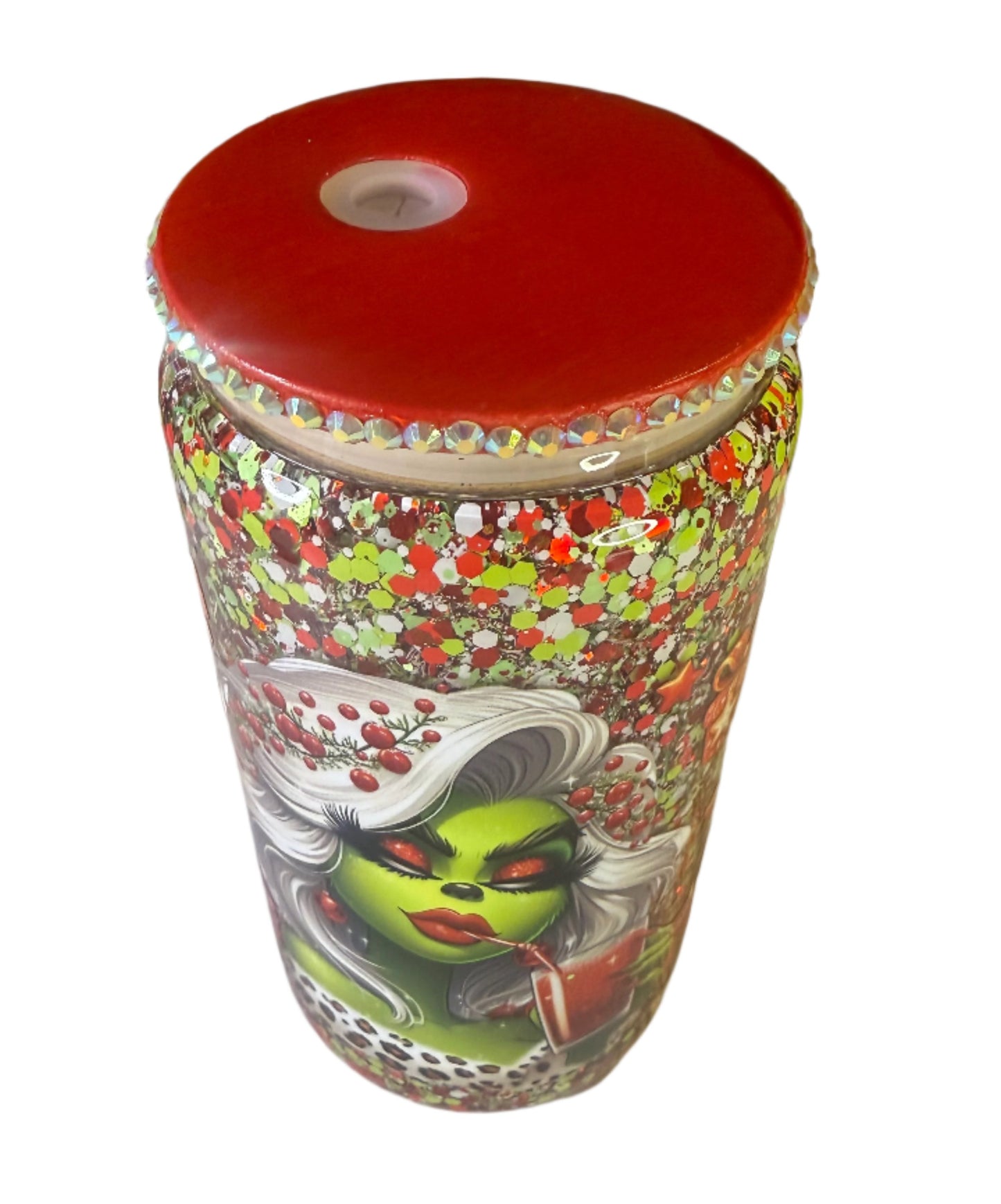 16oz Glass Boujie Grinch Snowglobe