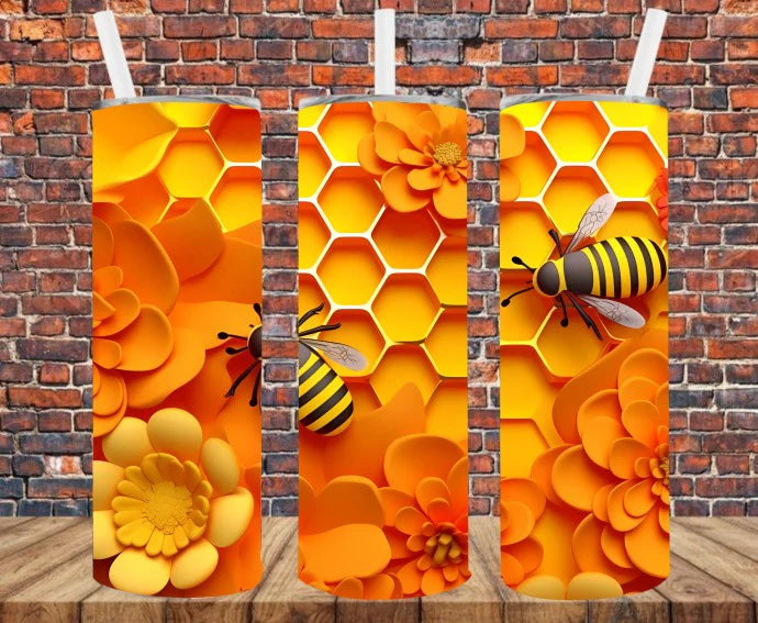 3D Effect HoneyComb Bees Sublimation Transfer