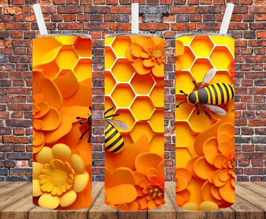 3D Effect HoneyComb Bees Sublimation Transfer