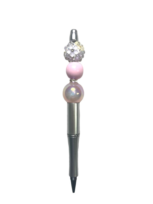Pink Silver Beaded Pen