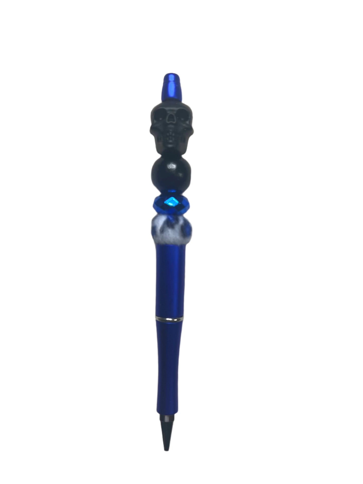 Sapphire Skull Beaded Pen