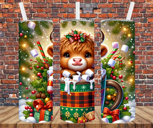 Adorable Christmas Cow Sublimation Transfer