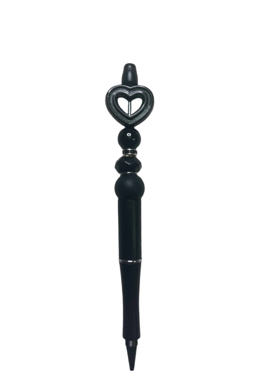 Black Heart Beaded Pen
