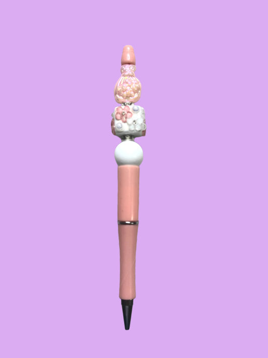 Light Pinkish Beaded Pen